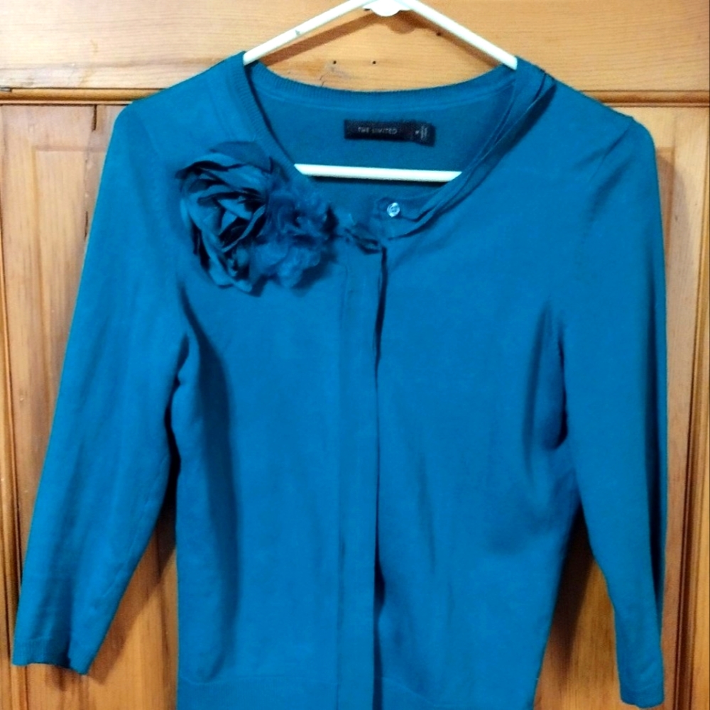 Limited Teal Sweater Floral embellishment M